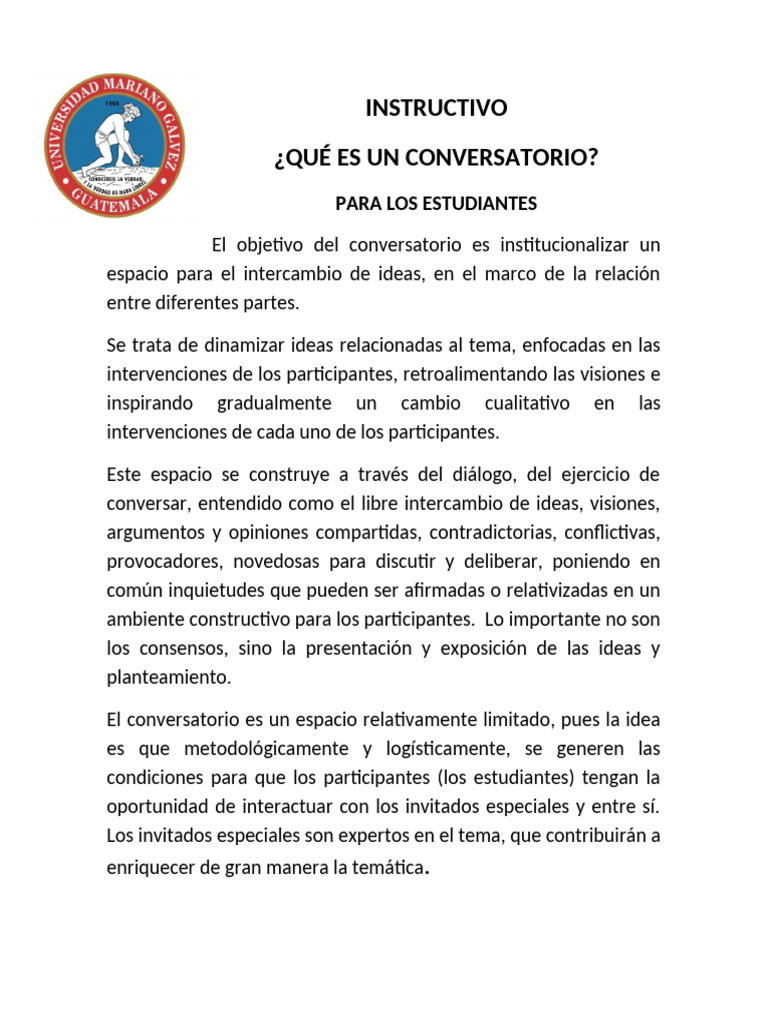 Guía para un Conversatorio Estudiantil | PDF