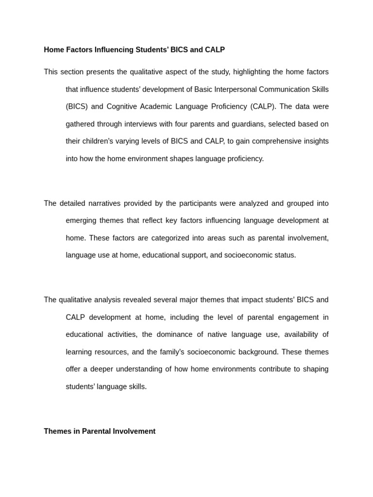 Home Factors Affecting BICS and CALP | PDF | Learning | Human Communication