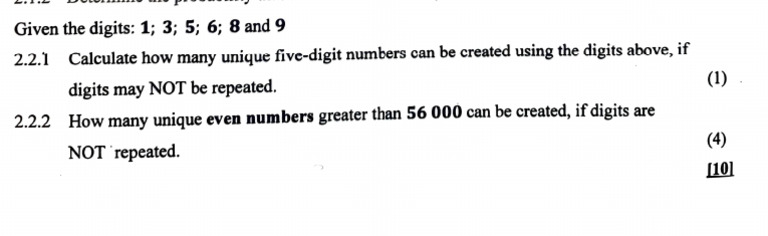 Unique Five-Digit Numbers Calculation | PDF