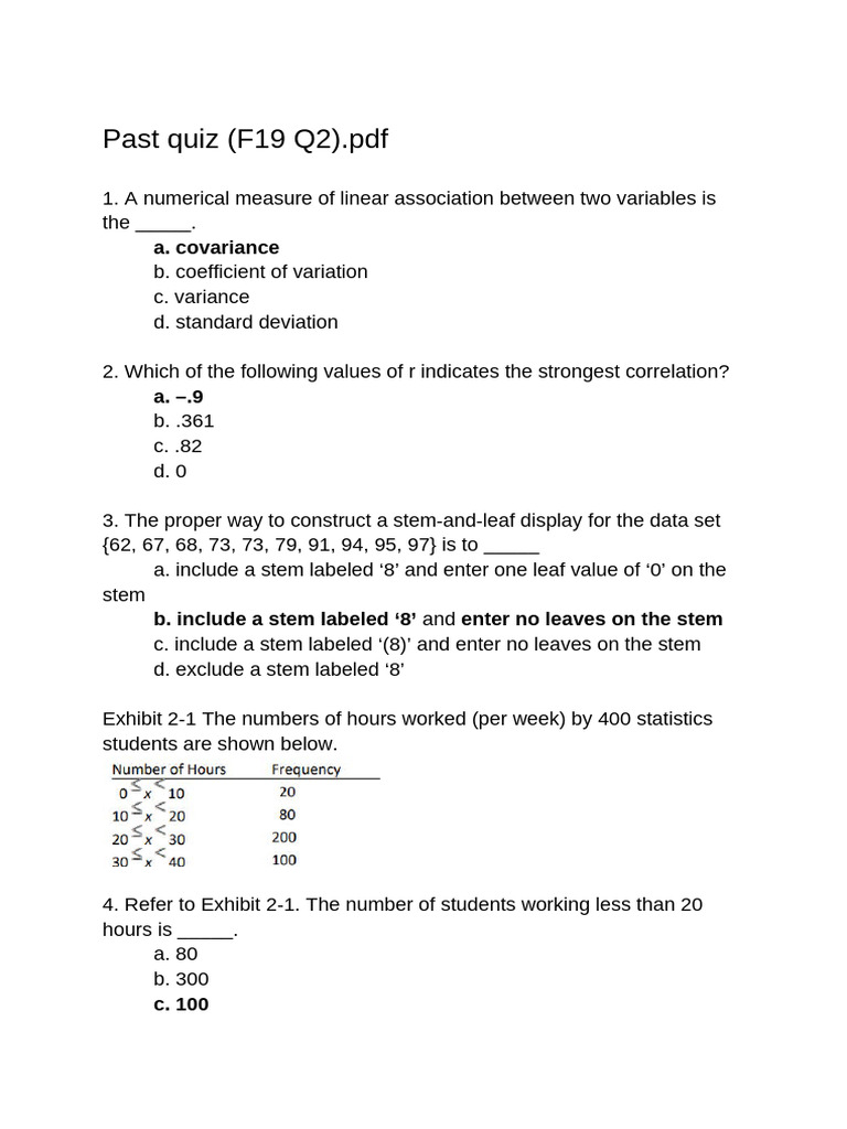 Statistical Analysis Quiz Overview | PDF | Standard Deviation | Median