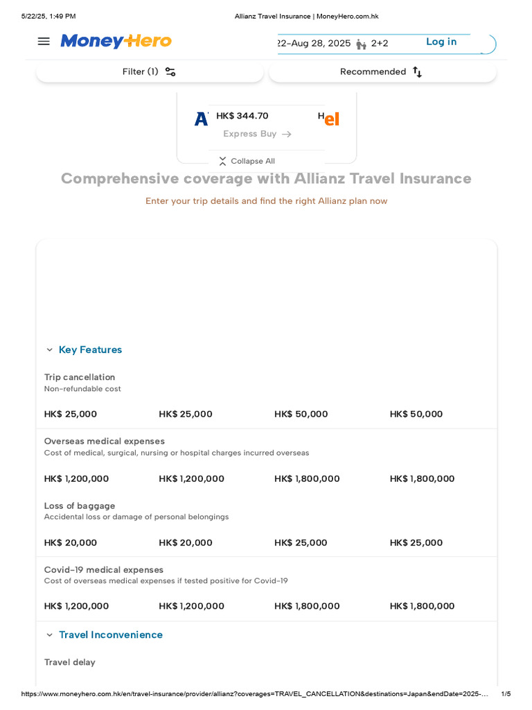 Allianz Travel Insurance - MoneyHero - Com.hk - 20250522 | PDF ...