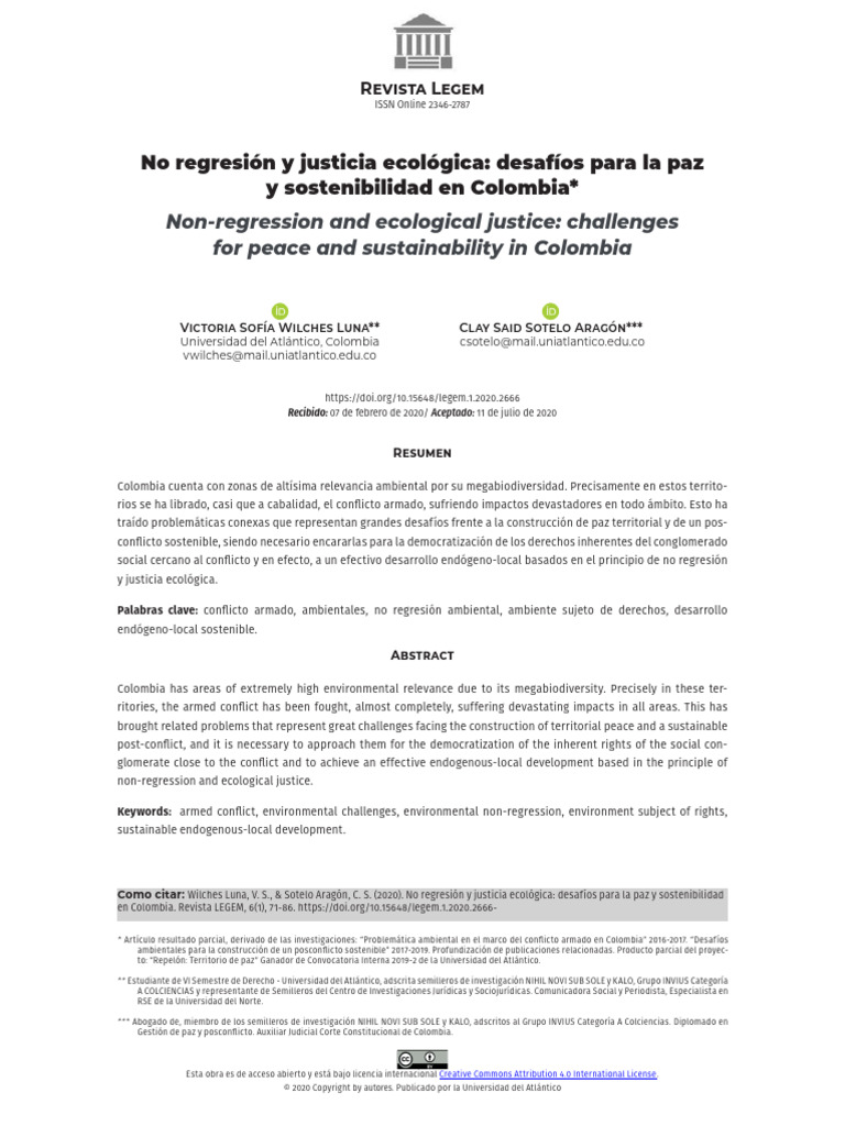 Justicia ecológica y paz en Colombia | PDF | Sustentabilidad ...