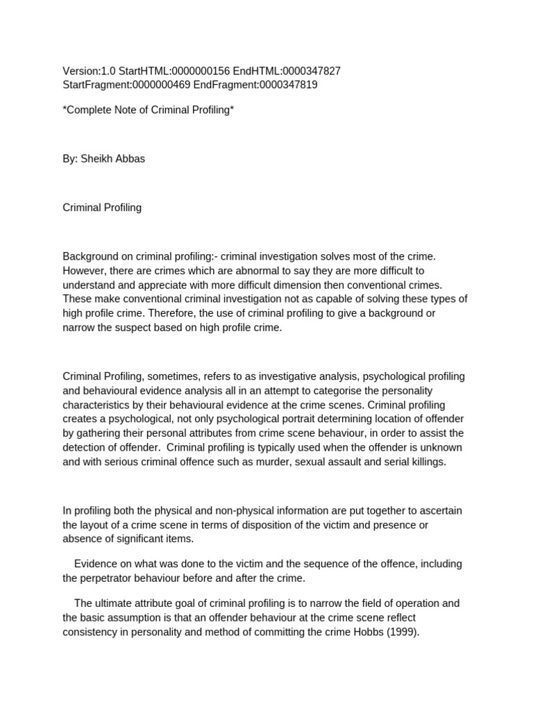Understanding Criminal Profiling Techniques | PDF | Offender Profiling ...