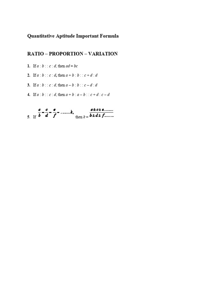 Quantitative Aptitude Important Formula | PDF | Elementary Geometry ...