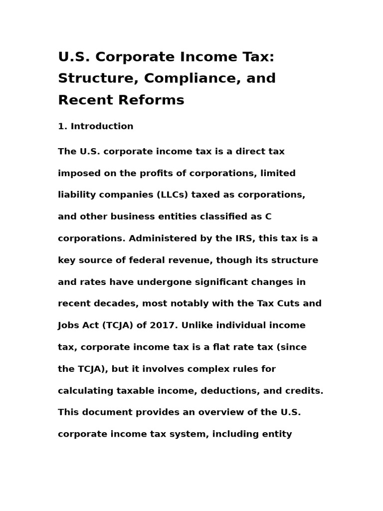 U.S. Corporate Income Tax Overview | PDF | Corporate Tax In The United ...