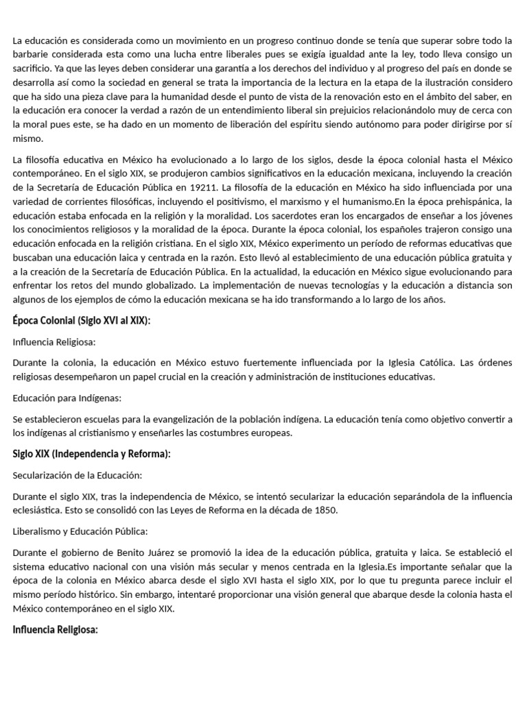 Evolución de la Educación en México | PDF | México | Nueva españa