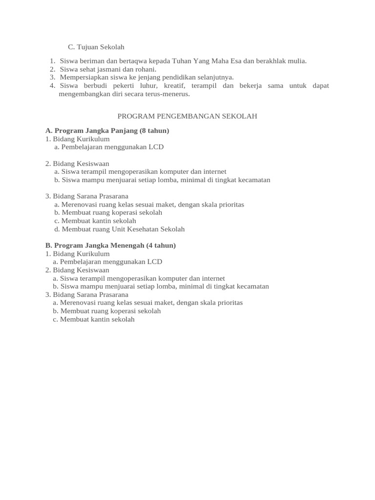 Tujuan dan Program Pengembangan Sekolah | PDF