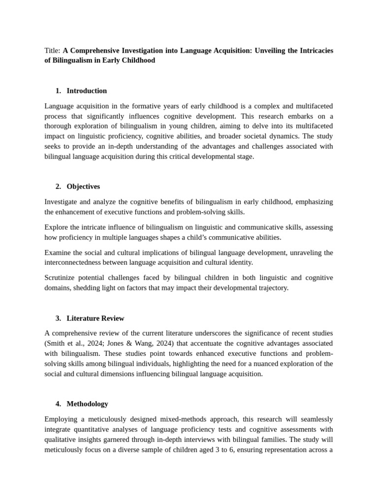 Bilingualism in Early Childhood Study | PDF | Multilingualism ...