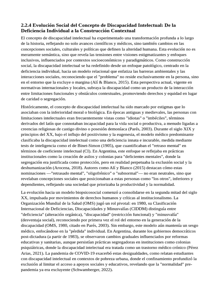 Evolución del Concepto de Discapacidad Intelectual | PDF | Invalidez ...