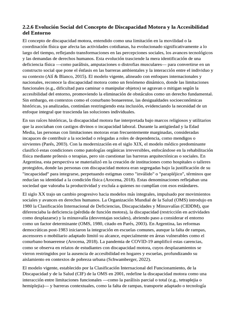 Evolución Social Del Concepto de Discapacidad Motora y La Accesibilidad ...