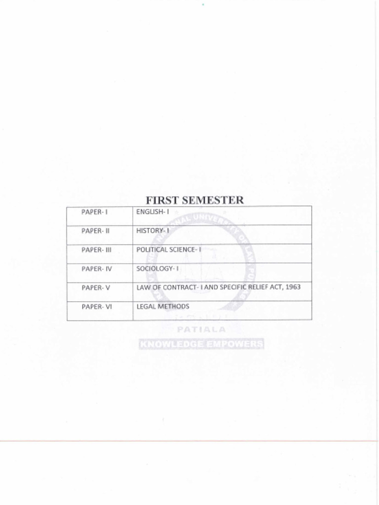 First Semester Syllabus | PDF