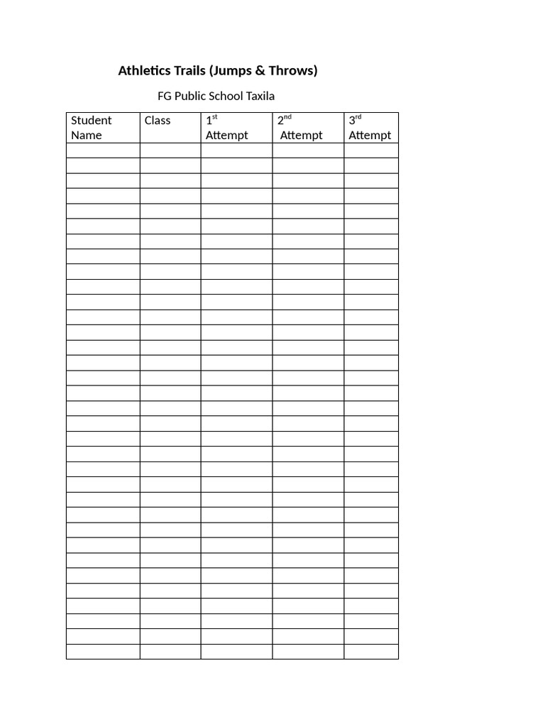 Athletic Trails Jumps and Throws | PDF
