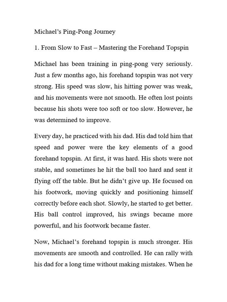 Michael Table Tennis 20250326 | PDF | Table Tennis | Ball Games