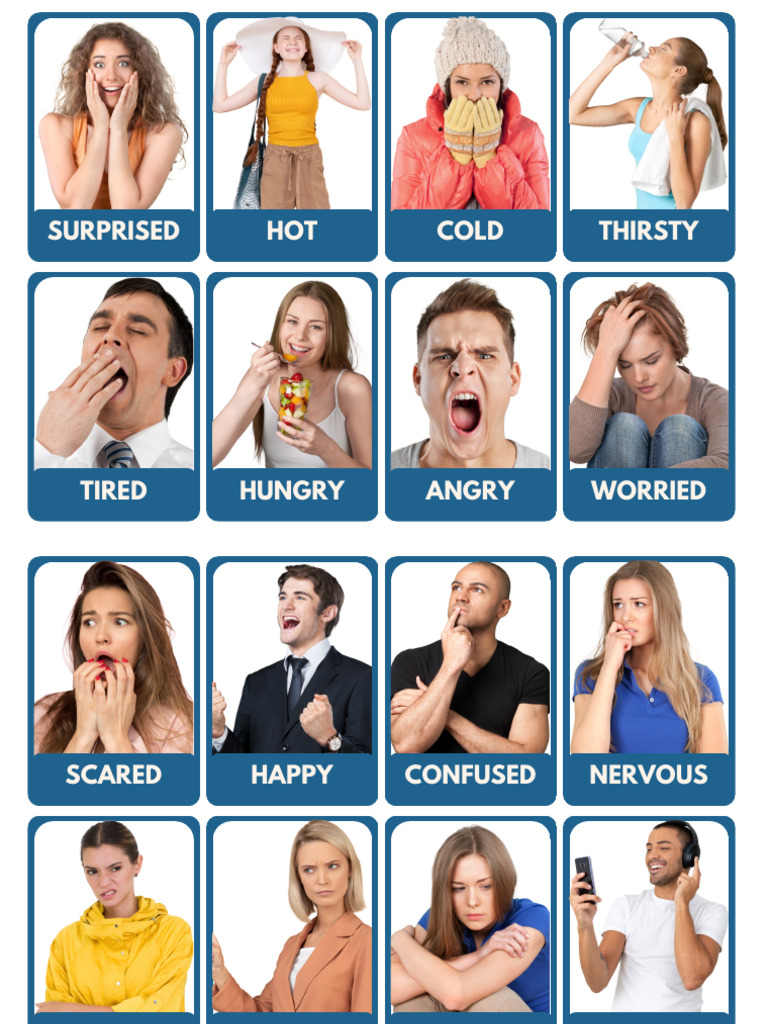 Blue Modern Feelings & Emotions Flashcards | PDF