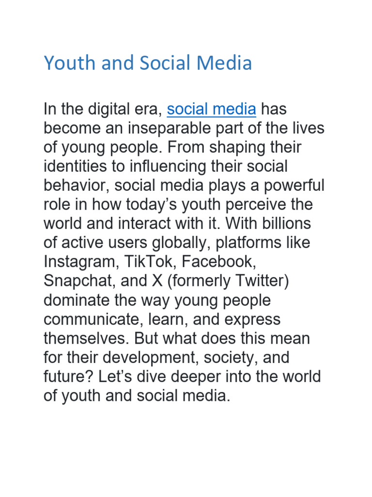 Impact of Social Media on Youth | PDF | Social Media | Popular Culture ...