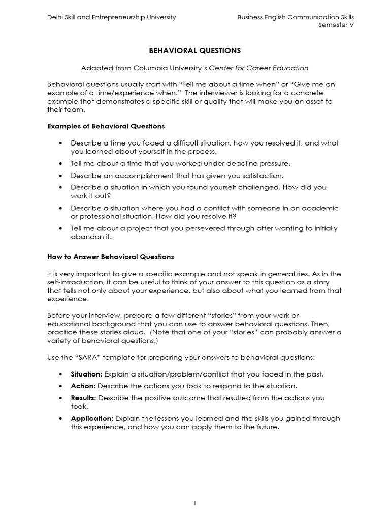 Mastering Behavioral Interview Skills | PDF | Internship | Job Hunting