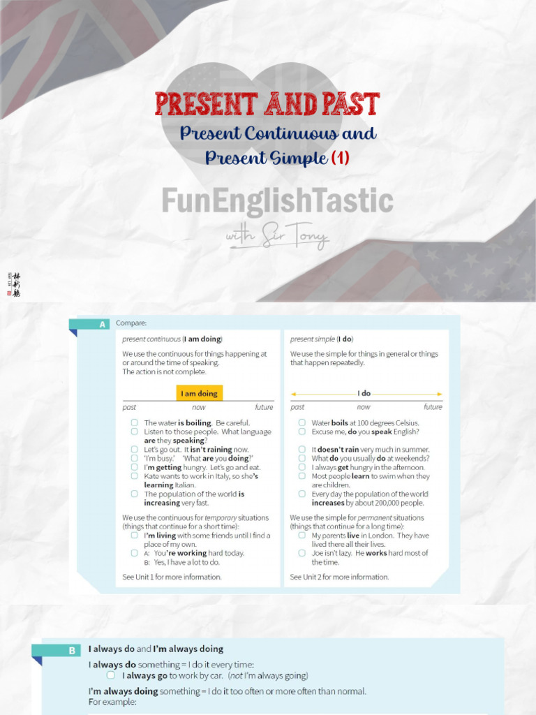 Present Simple vs. Present Continuous Guide | PDF | Chess Theory | Chess
