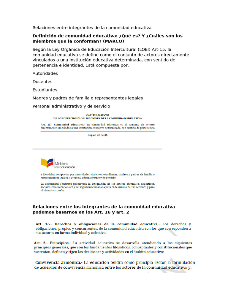 Relaciones en la Comunidad Educativa | PDF | Maestros | Enseñando