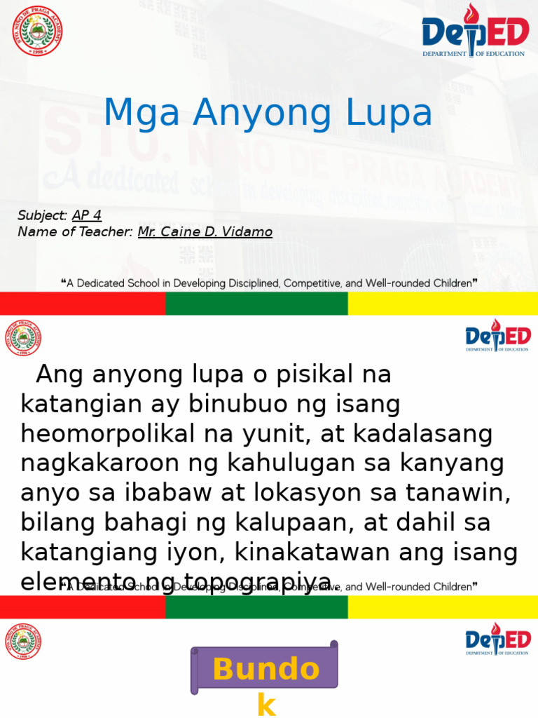 Grade 4 - Anyong Lupa | PDF
