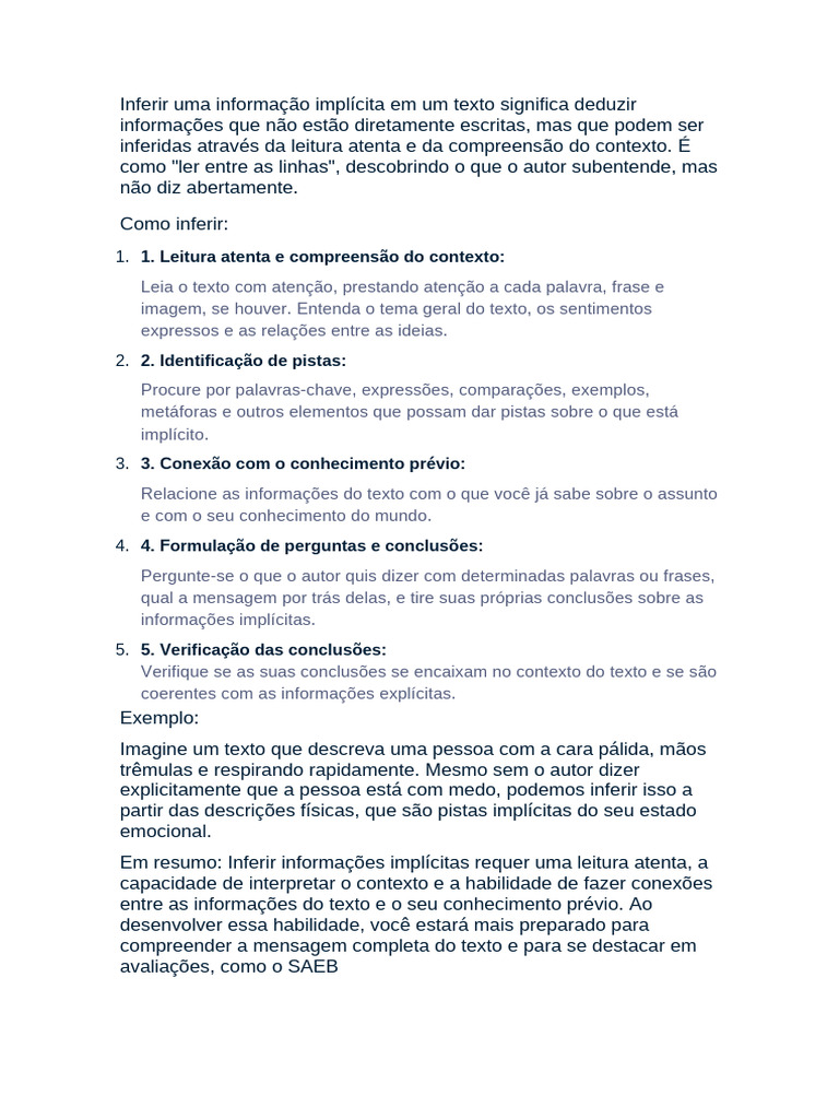 Como Inferir Informações Implícitas | PDF