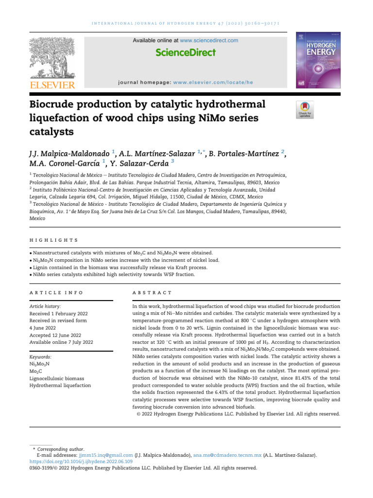 2022-Maldonado - Biocrude Production by Catalytic Hydrothermal ...