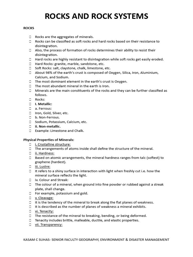 Understanding Rocks and Their Systems | PDF | Rock (Geology) | Minerals