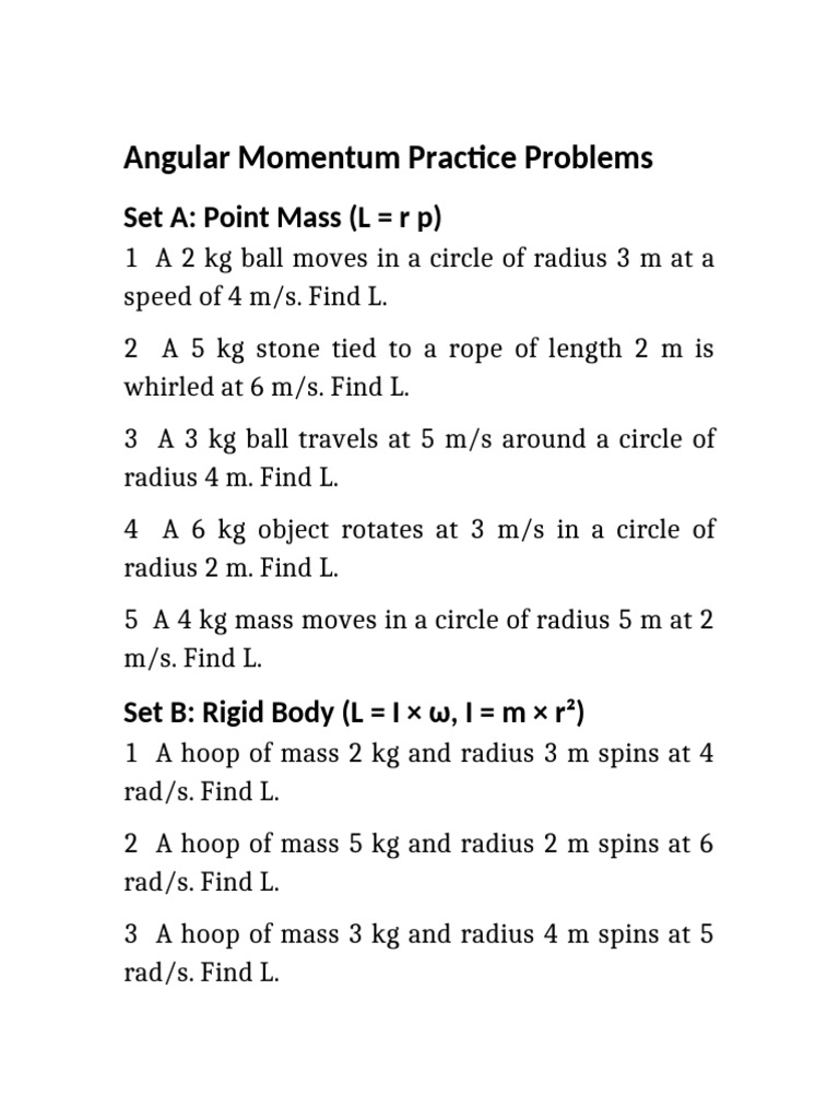 Angular Momentum Problem Sets | PDF