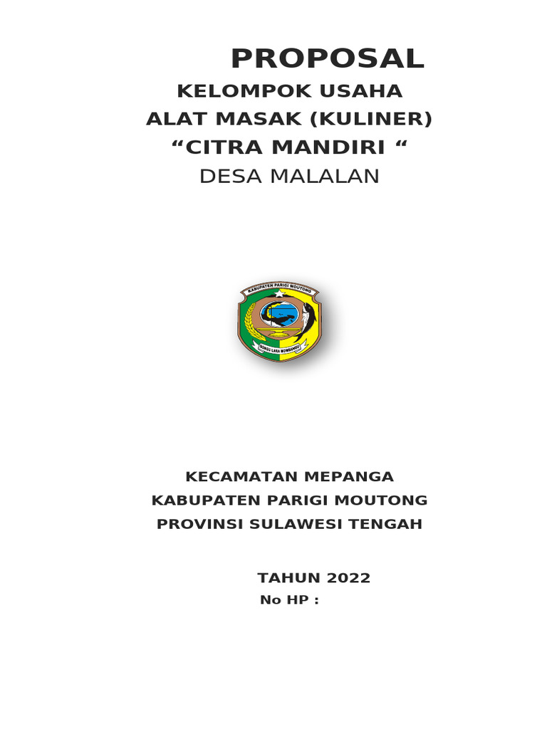 Proposal Bantuan Alat Masak Kuliner | PDF