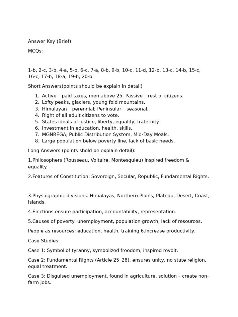 Answer Key Revision Notes | PDF