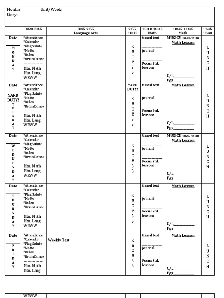 Weekly Lesson Plan Template | PDF | Foreign Language Studies