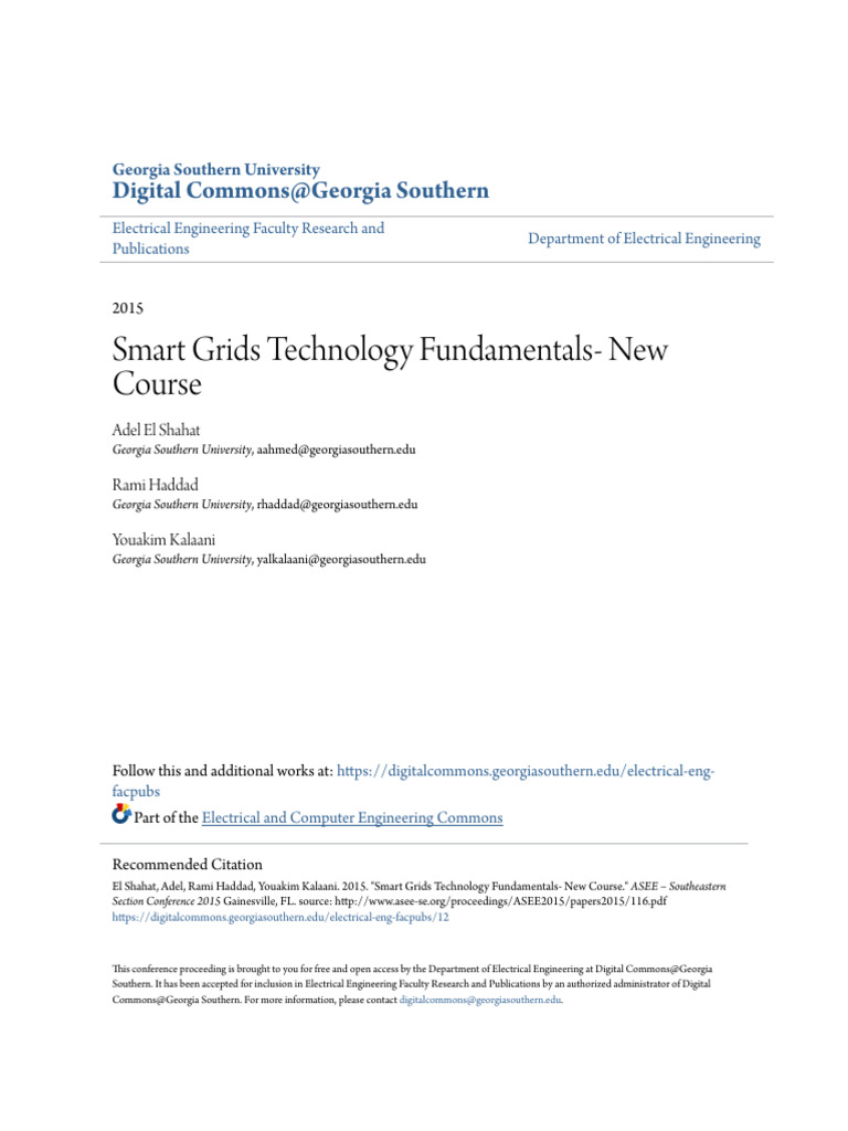 Smart Grids Course Proposal at GSU | PDF | Distributed Generation ...