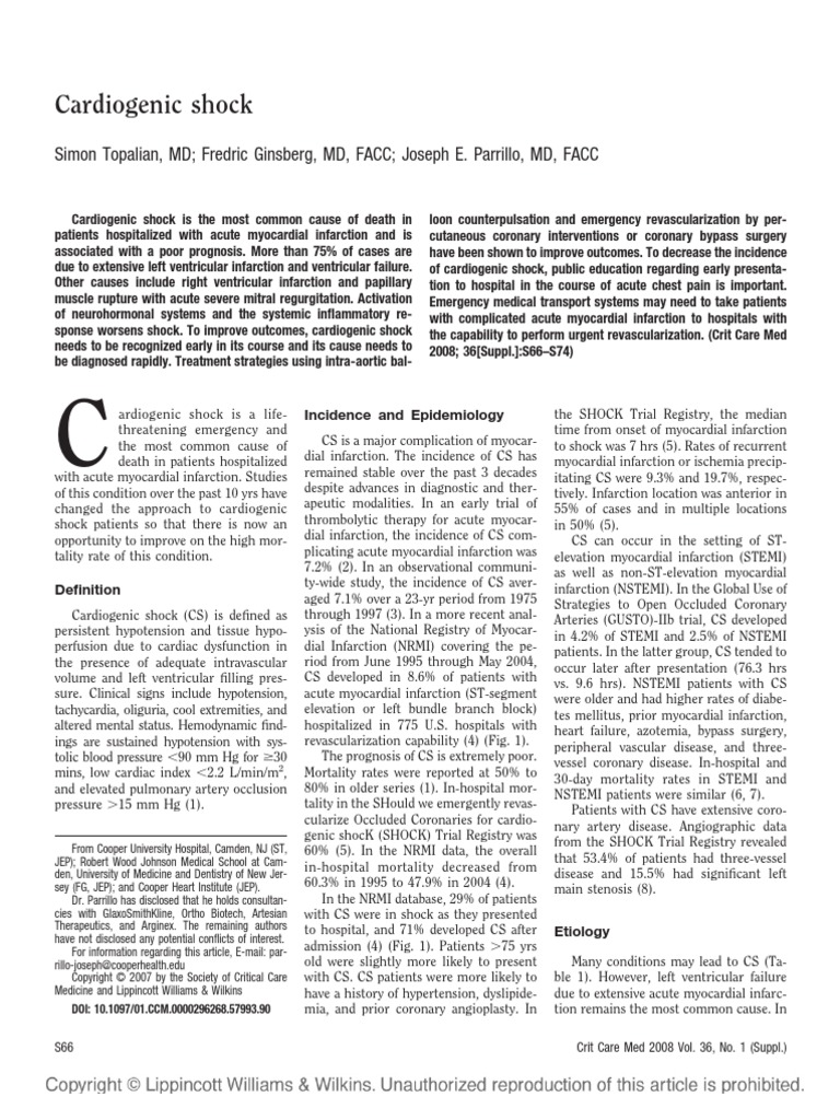 Cardiogenic Shock | PDF | Percutaneous Coronary Intervention ...