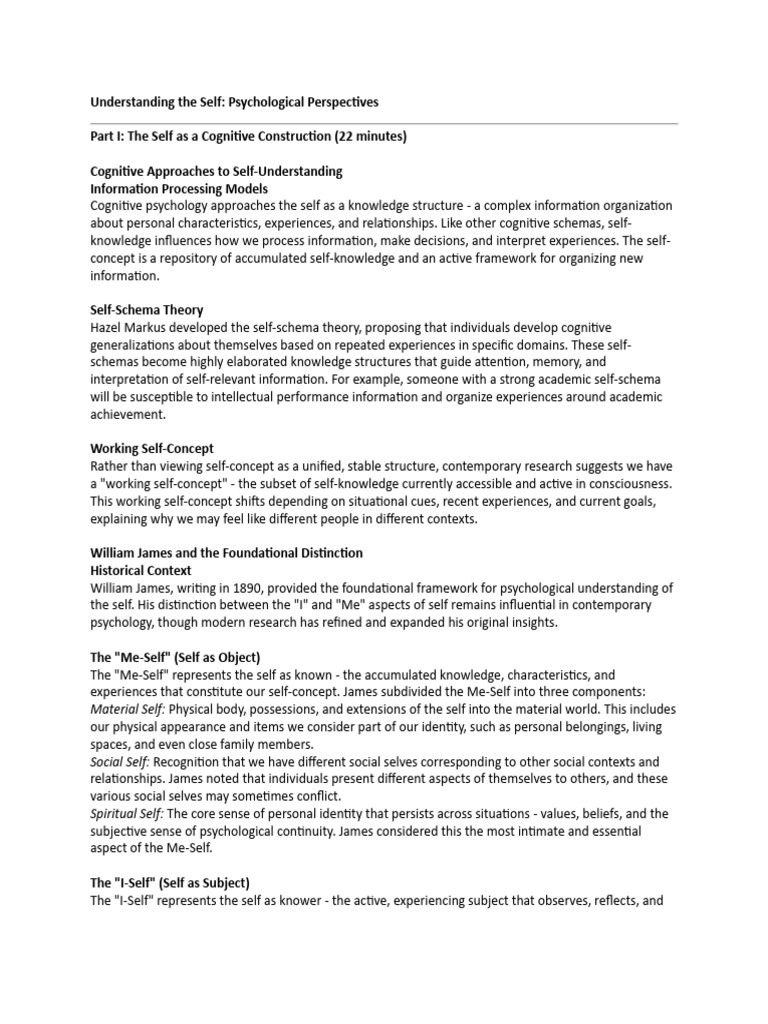Psychological Perspectives on Self-Concept | PDF | Self Concept | Self