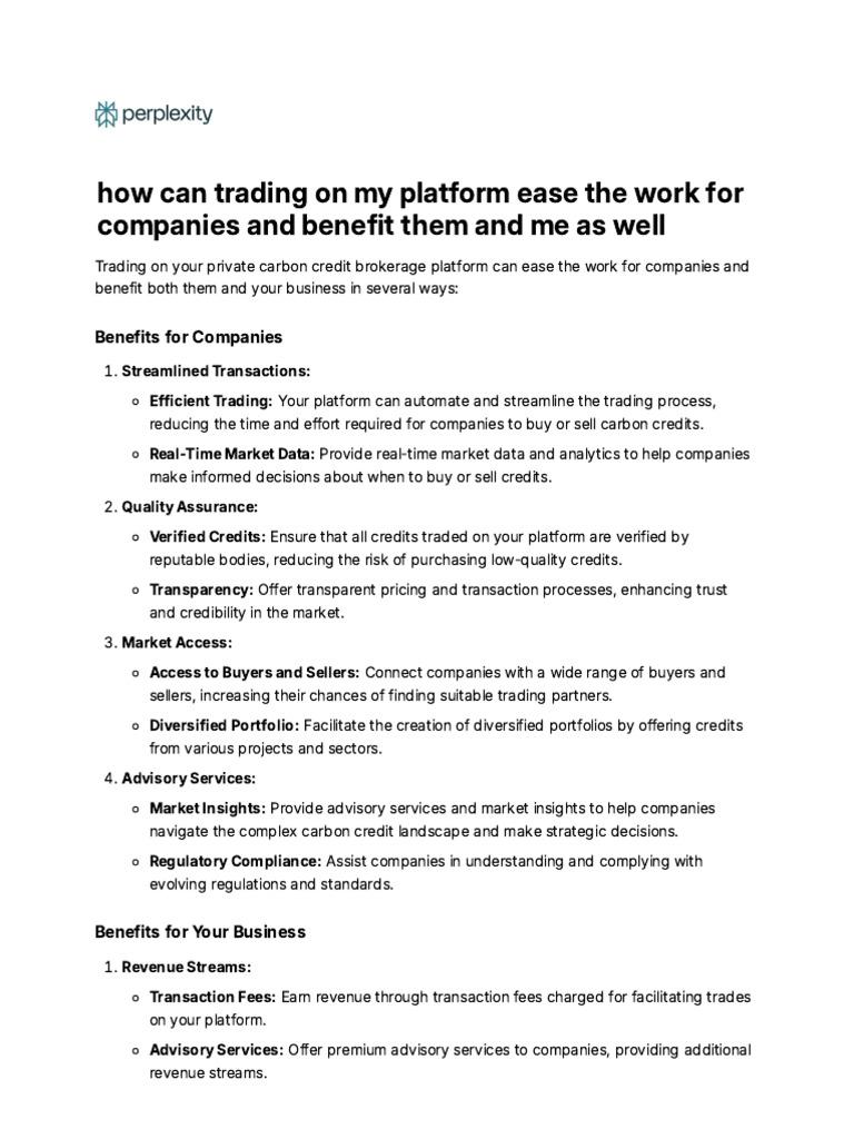 Picture Idea: Benefits Of Trading On Carbon Credit Platform Pdf