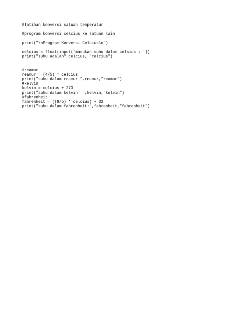 Pemograman Suhu | PDF