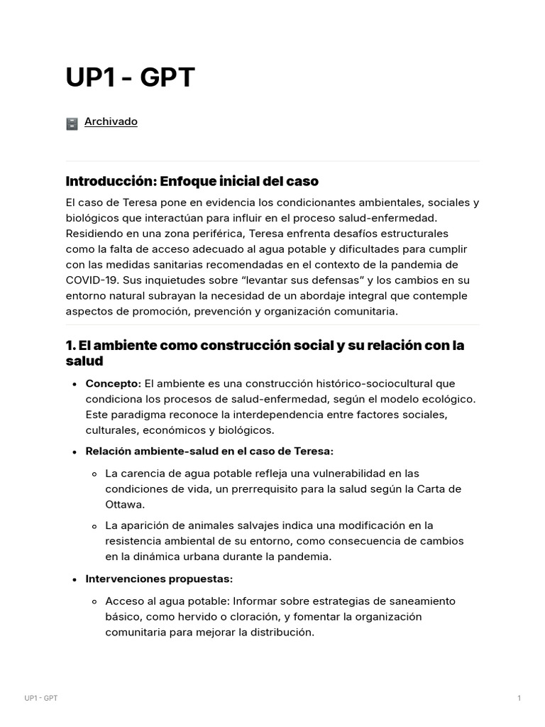 Up1 - GPT | PDF | Entorno natural | Promoción de la salud