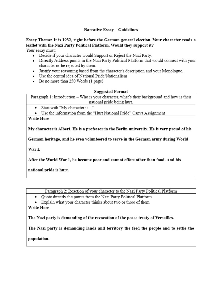 Narrative Essay Template | PDF | Nazism | Nazi Germany