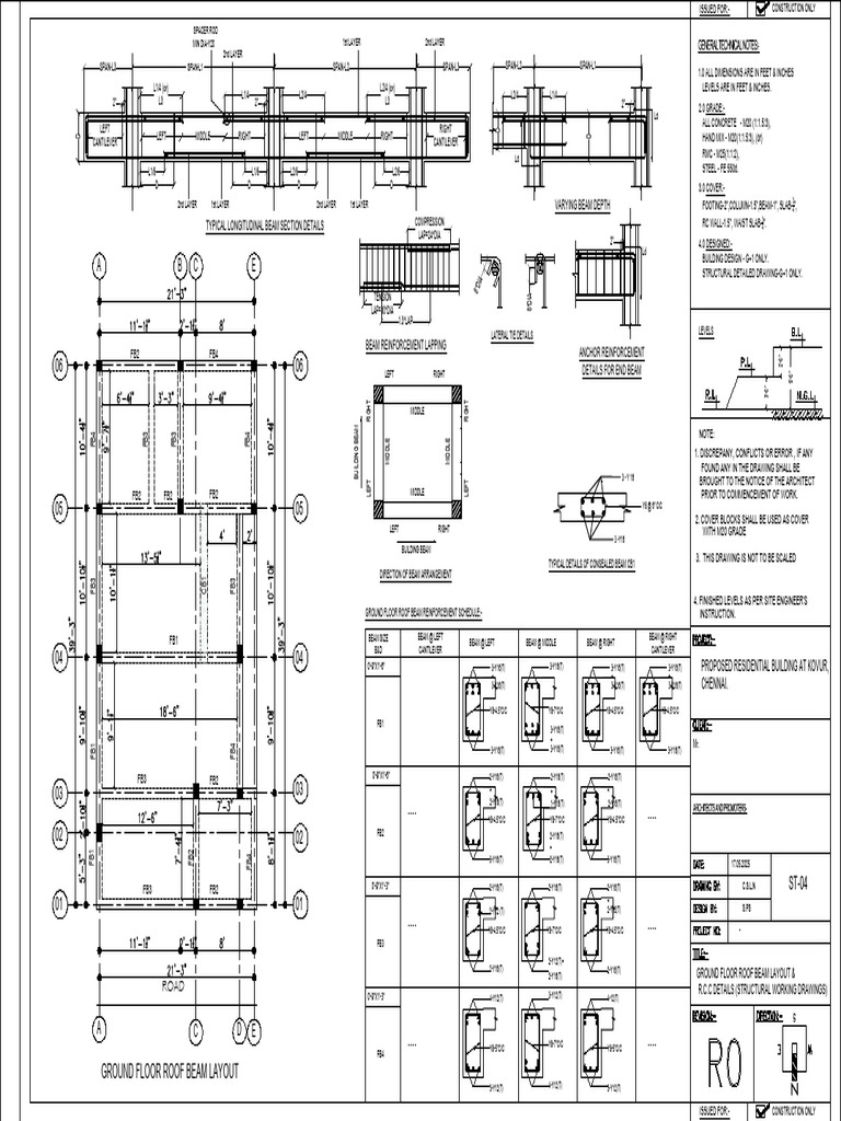 Ground Floor Beam Layout for Chennai Building | PDF | Structural ...