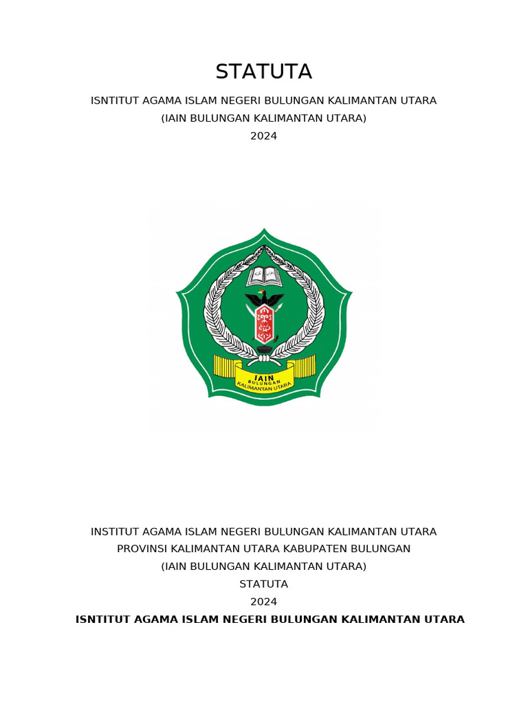 Cover Statuta Iain Bulungan Kaltara Ok | PDF