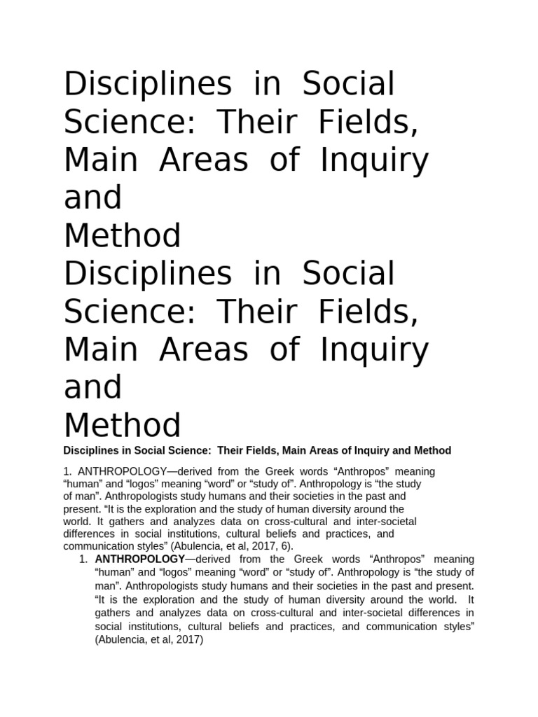 Overview of Social Science Disciplines | PDF | Social Sciences ...