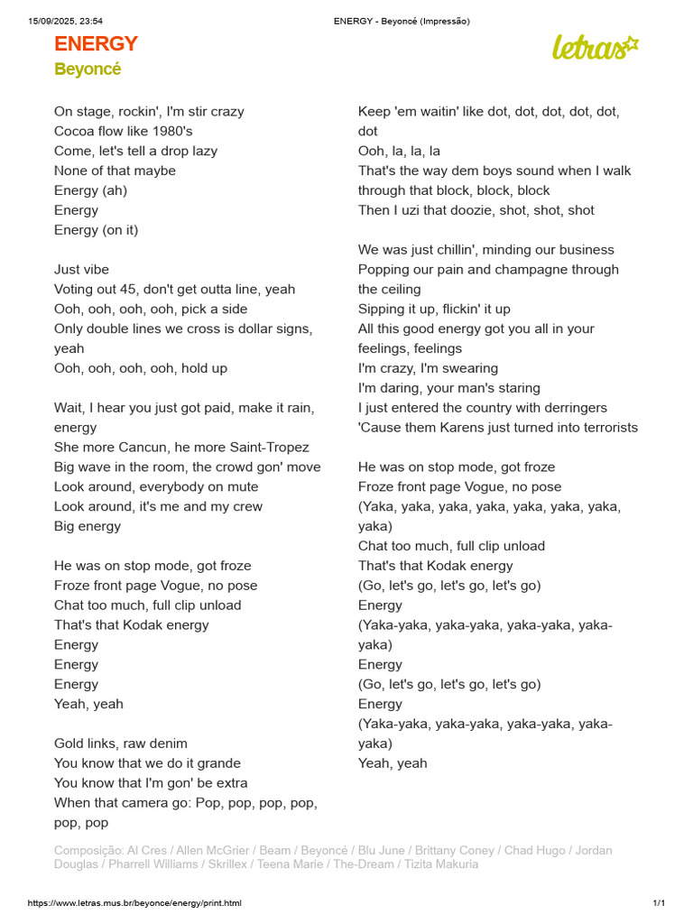 Voting Out 45: Beyoncé's Energy | PDF