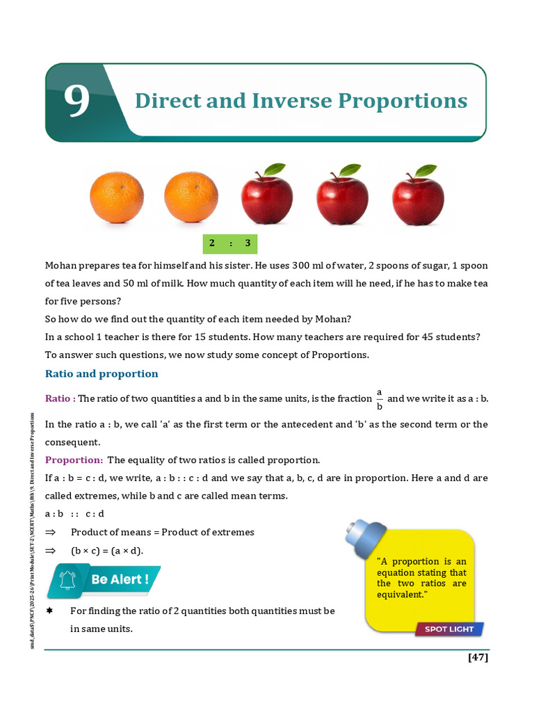 Direct and Inverse Proportions Worksheet | PDF | Ratio | Speed