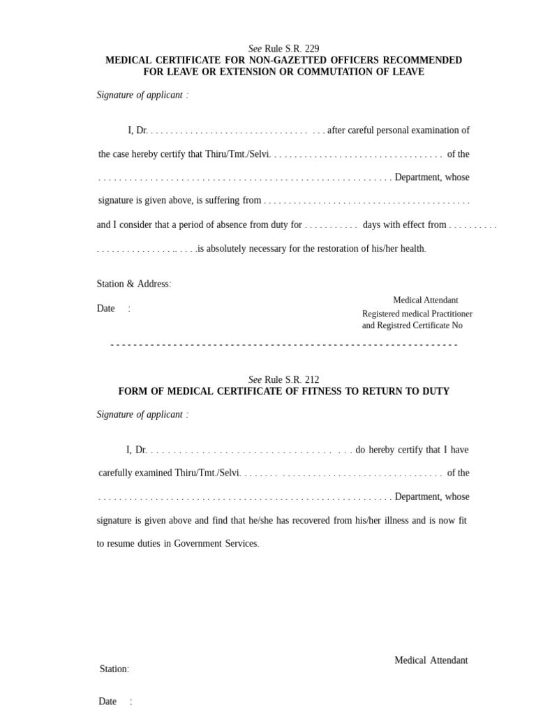 Medical Certificate for Leave Approval | PDF