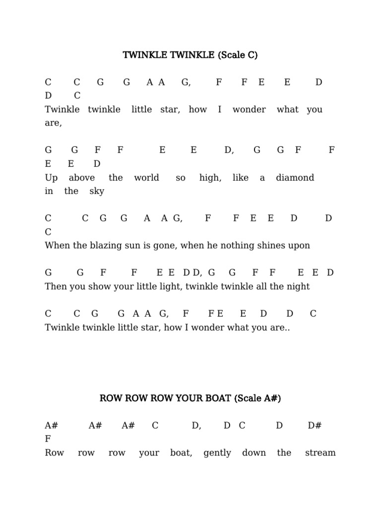 Children's Songs Sheet Music Guide | PDF