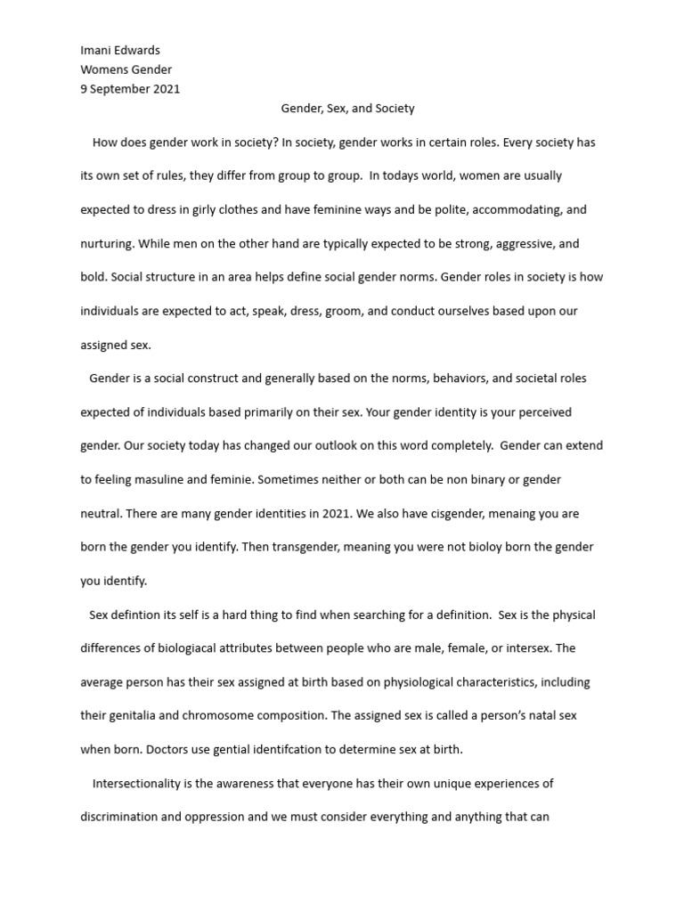 Gender, Sex, and Society | PDF | Gender | Gender Studies