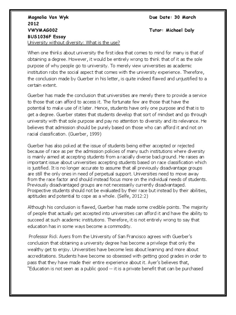 Ebm Essay | PDF | Multiculturalism | University