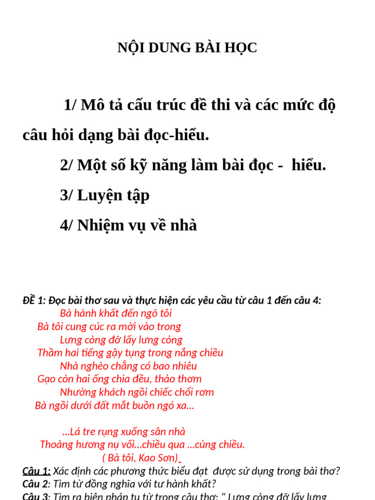 Huong Dan Lam Bai Doc Hieu | PDF