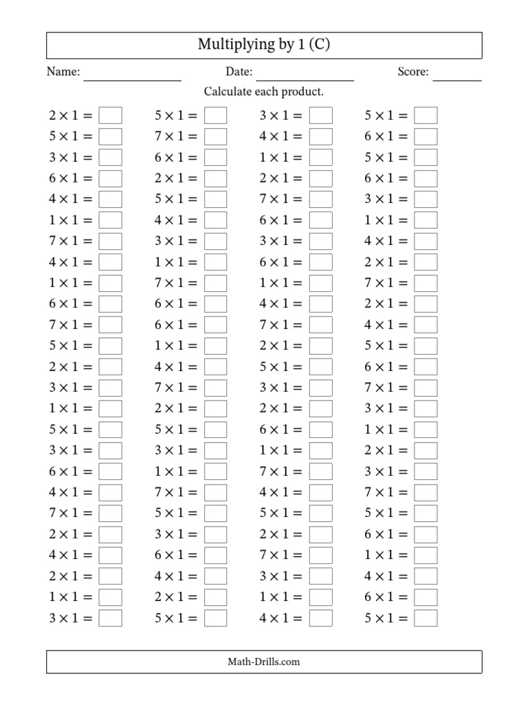 Horizontal Multiplication Facts 0101 0107 003qp.1693326090 | PDF
