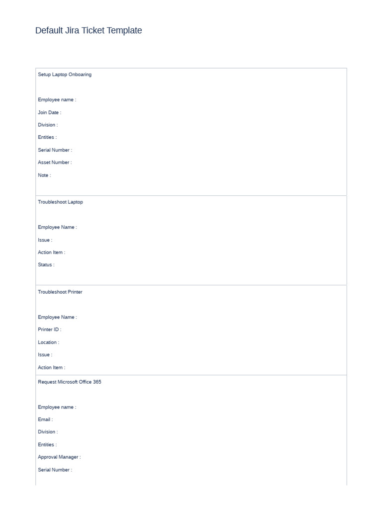 IT Default Jira Ticket Template 160823 053249 | PDF