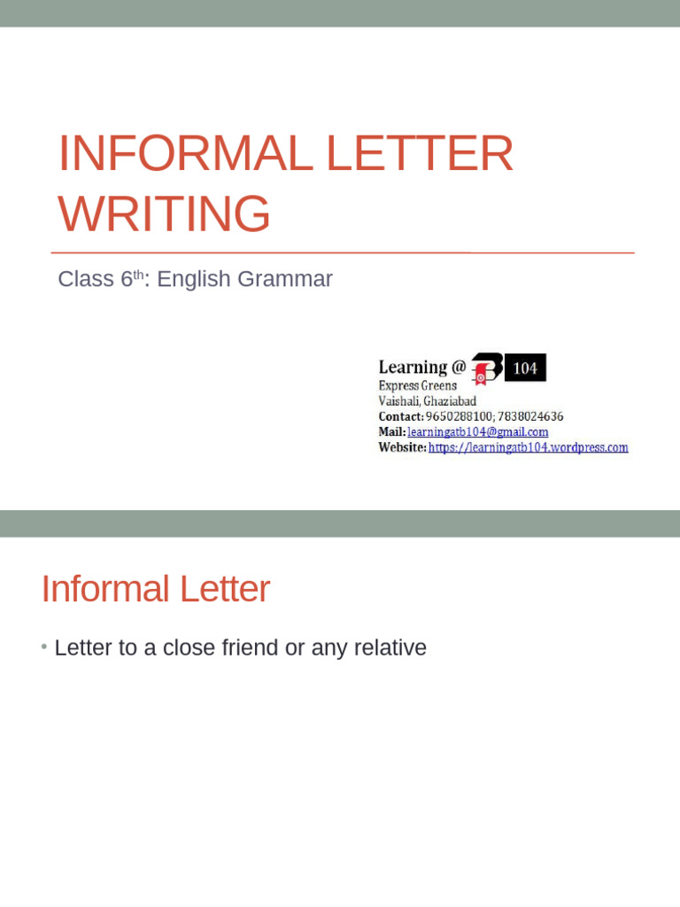 Informal Letter Writing Guide | PDF